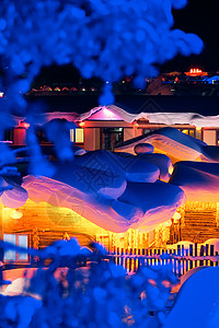 雪乡夜景哈尔滨雪乡高清图片