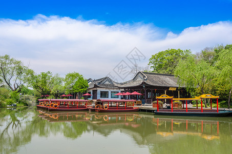 五象湖公园游船江苏扬州瘦西湖风光背景
