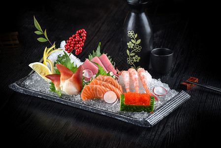 日式料理生鱼片海鲜高清图片素材