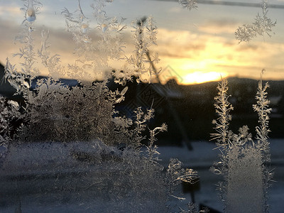 玻璃窗上冰花图片