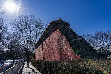 黄蓝紫色光影北京黄城根遗址背景