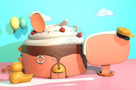 卡通冰淇淋屋背景图片