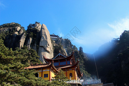 寺庙意境九华山的天台峰背景