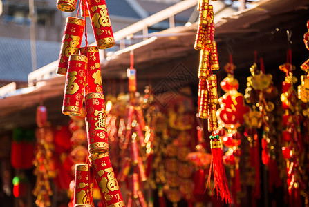 鞭炮花传统中国年背景