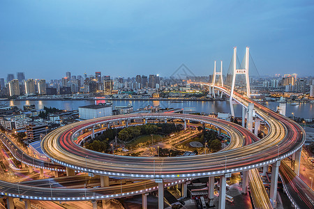 夜空观现代建筑南浦大桥背景