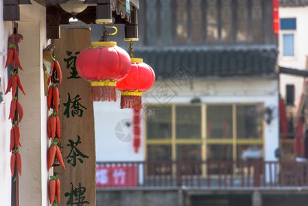 中国年大红灯笼花灯高清图片素材