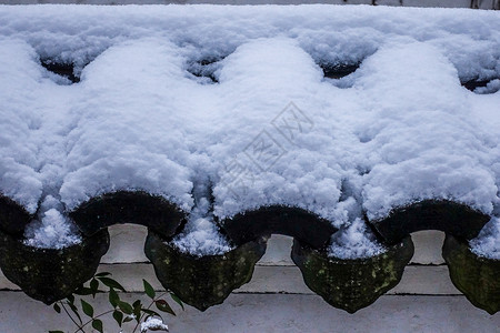 雪中屋檐瓦当背景图片