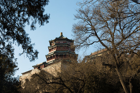 颐和园阁楼北京旅游高清图片素材