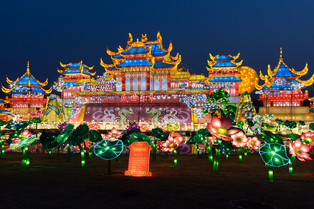 盛世开启中国年元宵节灯会花灯展盛世乐章背景