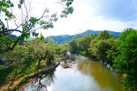 培田乡村的小河背景图片