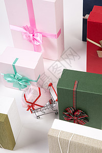节日购物车礼物盒背景图片
