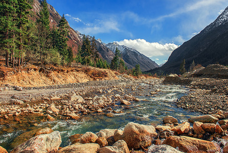 河滩四姑娘山双桥沟风光背景