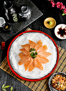 寿司三文鱼刺身日式料理高清图片素材