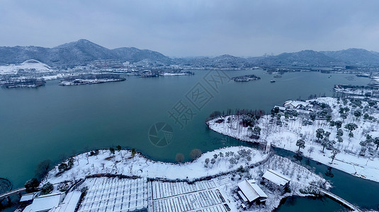 湘湖雪景杭州萧山机场高清图片