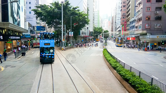 城市交通有轨电车叮叮车香港背景图片