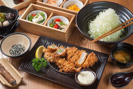 营养料理日式猪排套餐背景