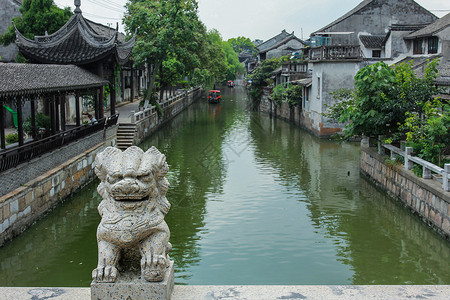 江南水乡枫泾古镇景区古典建筑高清图片素材