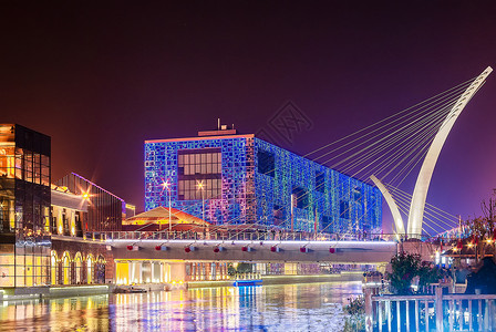 五彩斑斓的光武汉城市夜景楚河汉街背景