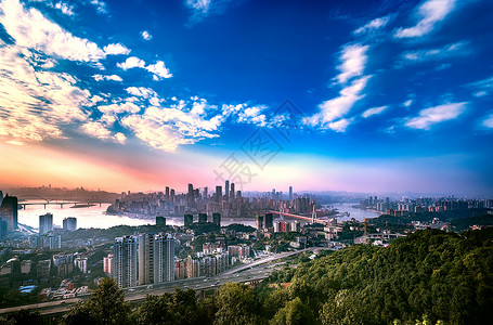重庆渝中半岛风光蓝天高清图片素材