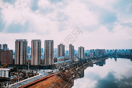 远眺城市城区蓬新桥高清图片