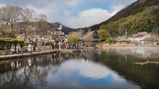 金布日本大分汤布院金鳞湖背景