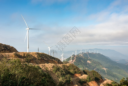 森林碳汇山顶风车背景