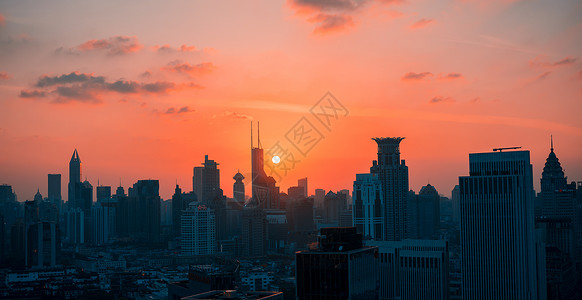 上海外滩城市日落图片