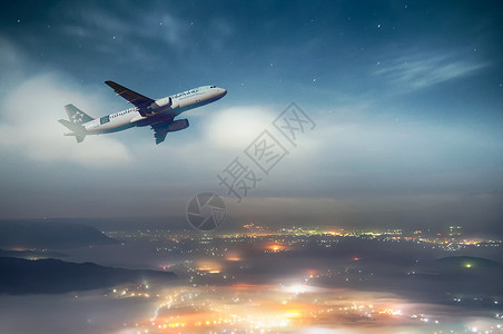 夜景飞机夜空里的航天飞机设计图片