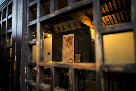 手绘一扇窗绍兴鲁迅祖居三味书屋背景