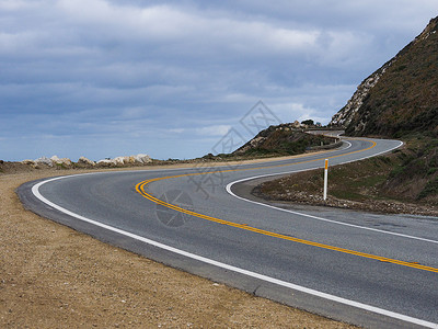 曲折蜿蜒美国自驾一号公路背景