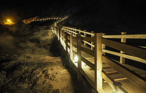 登别地狱谷夜景鬼火之路图片