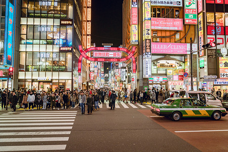 东京新宿夜景地铁高清图片素材