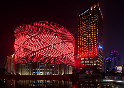 夜空观现代建筑武汉汉秀剧场背景