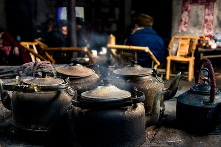 饮茶图老茶馆背景