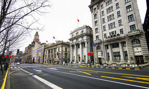 上海外滩钟楼上海外滩全景背景