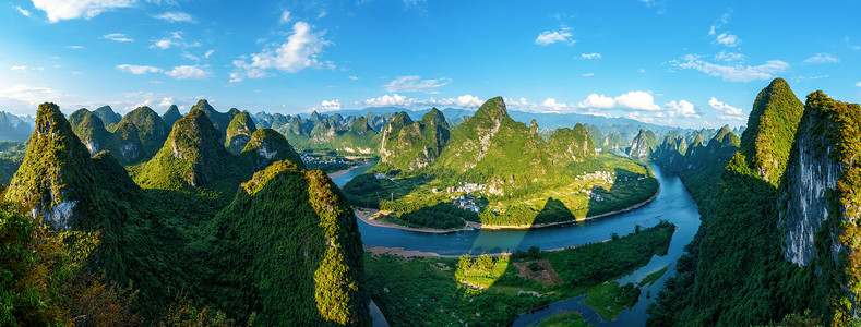 阳朔旅游桂林阳朔漓江山水全景接片背景