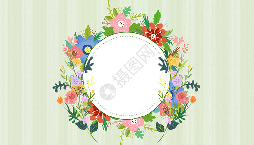 花环水彩植物花卉背景设计图片