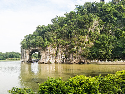 大象鼻子花洒桂林象鼻山背景