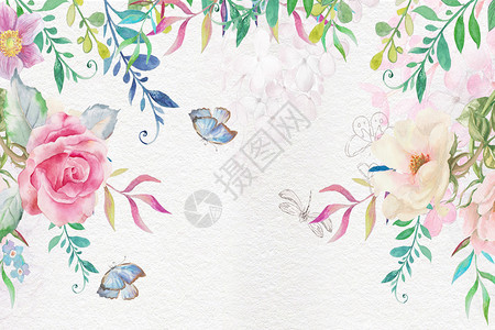 手绘春天花朵母亲节鲜花祝福小清新背景设计图片