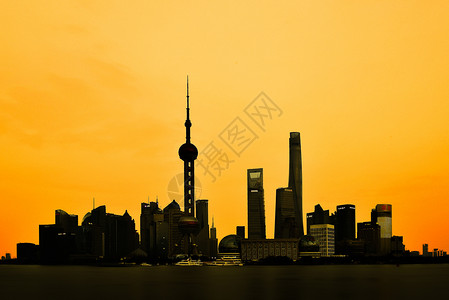 上海城市日出美景图片