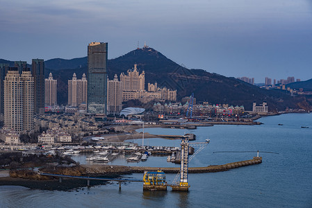 大连港口落日高清图片素材