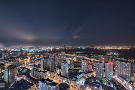 大连东部城市夜景高楼高清图片素材