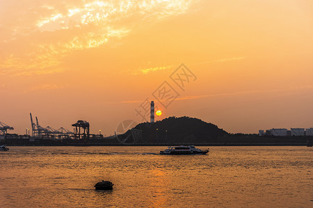 傍晚的海厦门鼓浪屿海边日落背景