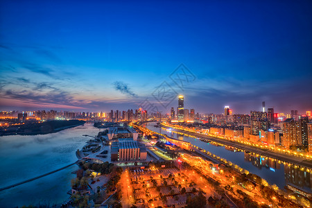琴台钟声武汉城市中心夜景背景