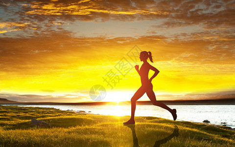 剪影跑步健康跑步背景设计图片