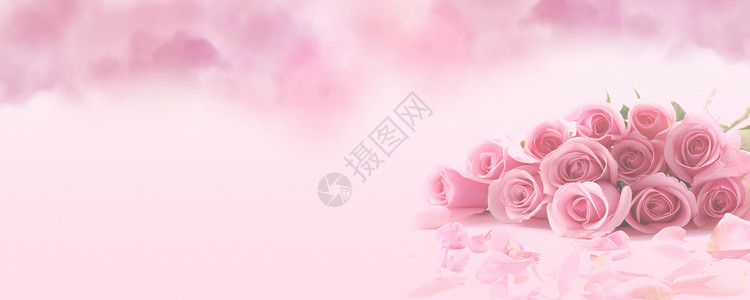 美妆达人海报粉色鲜花背景设计图片