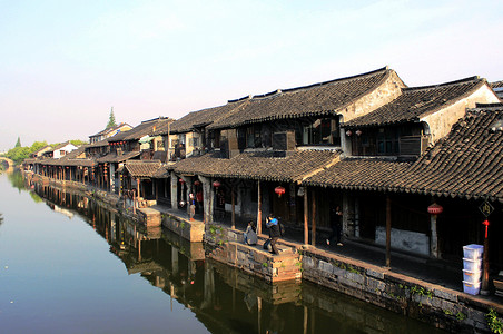 江南古镇西塘风光中式建筑高清图片素材