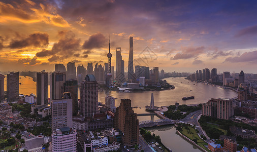 上海外滩陆家嘴日出上海中心高清图片素材