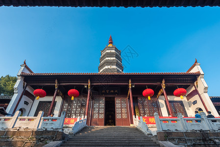 长江边的寺庙安徽安庆迎江寺背景