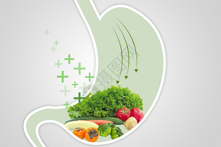 背景健身绿色蔬菜健康胃部饮食设计图片